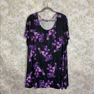 Lily by Firmania Purple Floral Tunic Top 4X